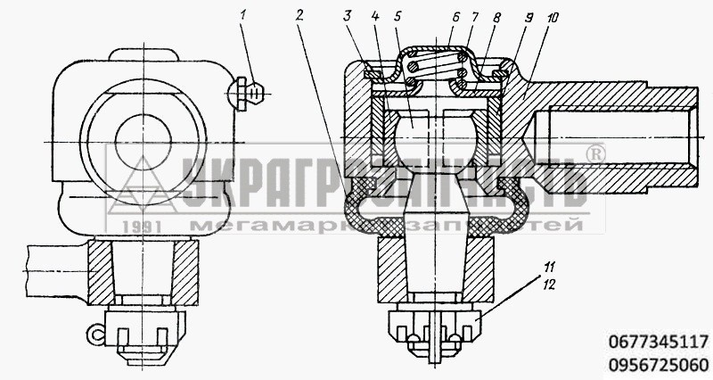 Головка тяги МоАЗ  546-3421016  6442-3421009 правая, левая рулевое управление, передняя тяга, запчасти МоАЗ
